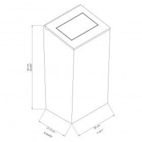 GA010302 Poubelle carrée à couvercle clapet-poussoir en inox AISI 304 (38 lt)