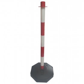 LA010101 Poteau de signalisation a chaine en plastique rouge-blanc Ø 40x900 mm