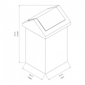 GA010200 Poubelle carrée à couvercle basculant en inox AISI 304 (11 LT)