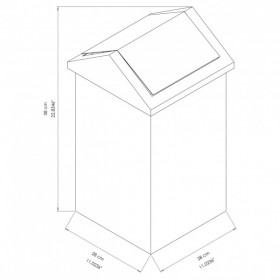 GA010202 Poubelle carrée à couvercle basculant en inox AISI 304 (36 L)