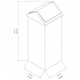 GA010204 Poubelle carrée à couvercle basculant en inox AISI 304 (80 LT)