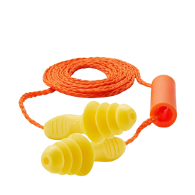 AD030201 Bouchons anti-bruit en élastomère jaune avec corde EP-565