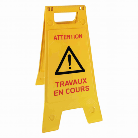 LB020110 Chevalet de signalisation en PP jaune 62x30 cm "travaux en cours''
