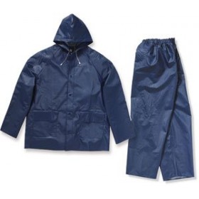 AE050100 Veste et pantalon imperméables en nylon/pvc bleu