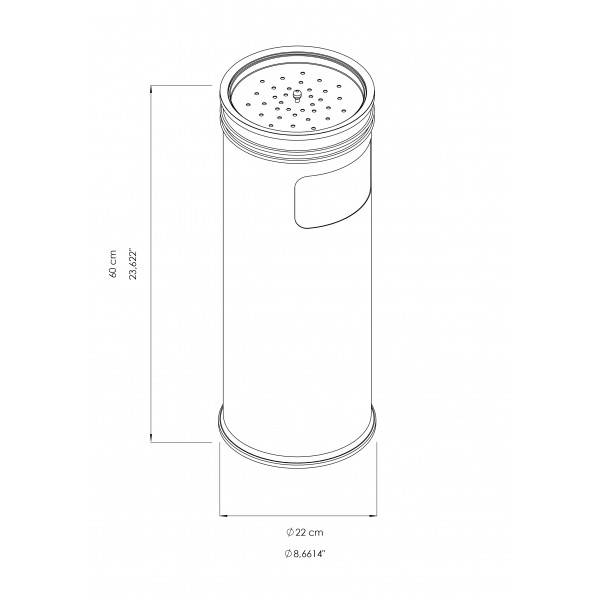 GA040200 Poubelle cendrier en inox AISI 304 satiné Ø22 x 60 cm