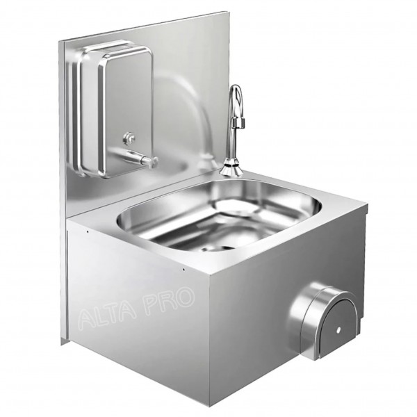 EF040020 Lavabos en inox 304, commande à genou avec distributeur de savon 1 L