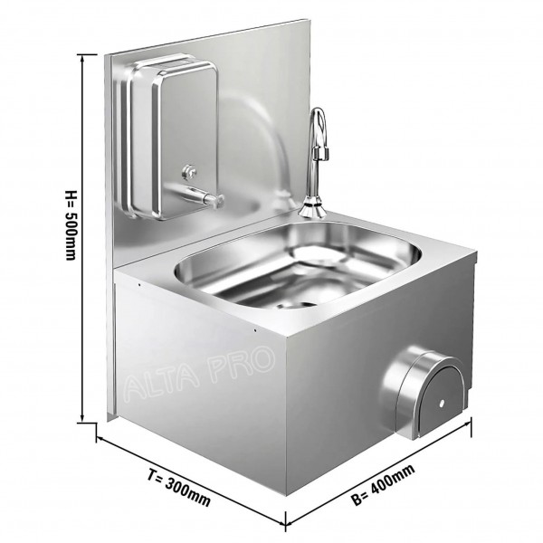 EF040020 Lavabos en inox 304, commande à genou avec distributeur de savon 1 L