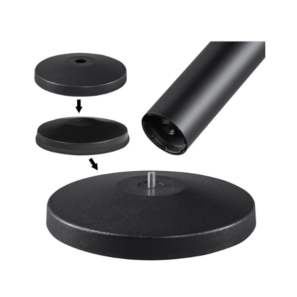 LA010250 Poteau de balisage métallique noir à enrouleur sangle rouge 2 M