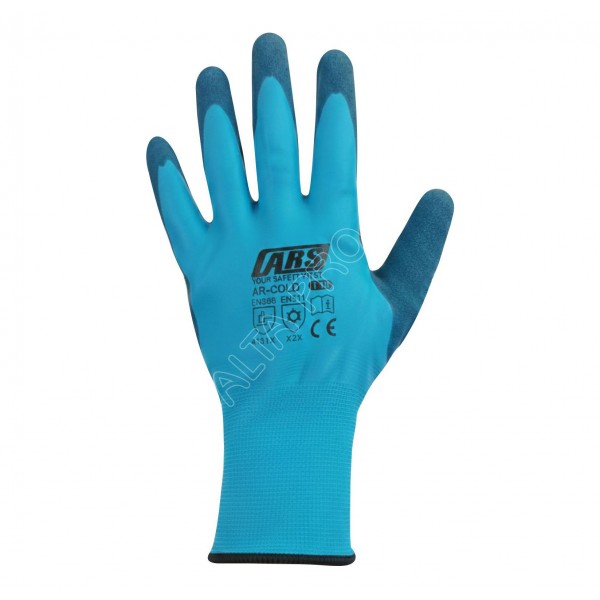 AA090810 Gant anti-froid en acrylique bleu tout enduit latex sablé bleu