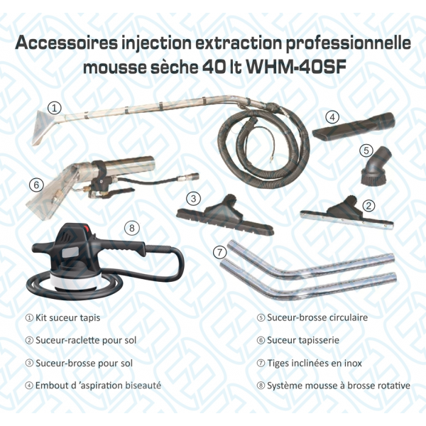 CA030500 Injection extraction professionnelle mousse sèche 40 lt WHM-40SF