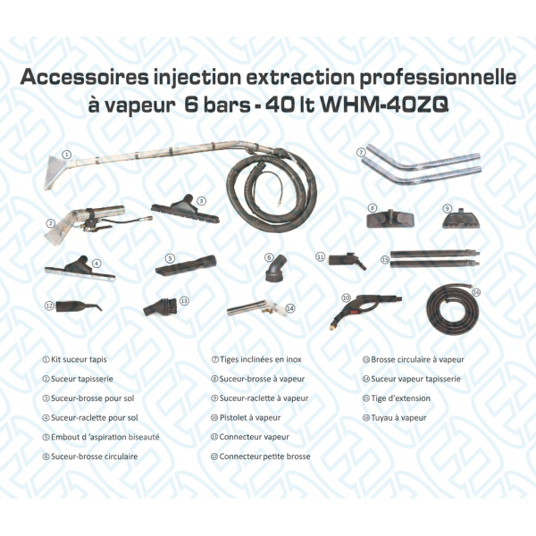 CA031002 Injection extraction professionnelle à vapeur 6 bars - 40 lt WHM-40ZQ