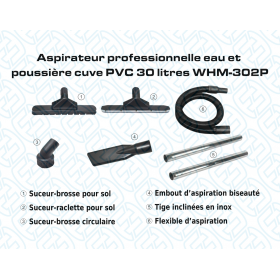 CA020350 Aspirateur professionnelle eau et poussière cuve PVC 30 litres WHM-302P