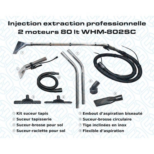 CA030450 Injection extraction professionnelle 2 moteurs 80 lt WHM-802SC